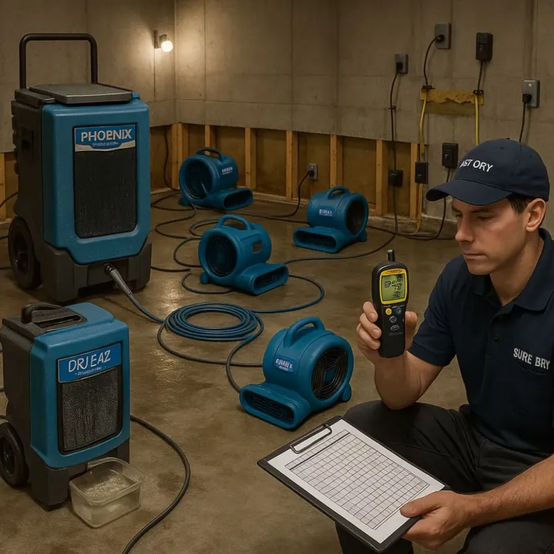 Structural Drying and Dehumidification process in Hackberry, TX